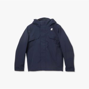 K-way Giubbino blu con cappuccio e manica lunga