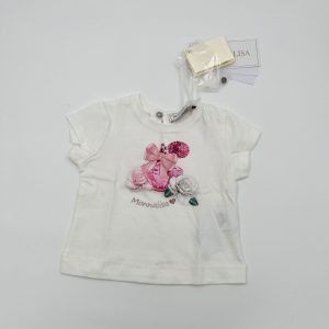 Monnalisa T-shirt neonata bianca con disegni centrali