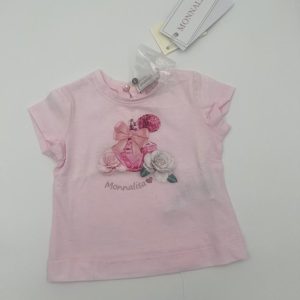 Monnalisa T-shirt neonata manica corta con disegni centrali