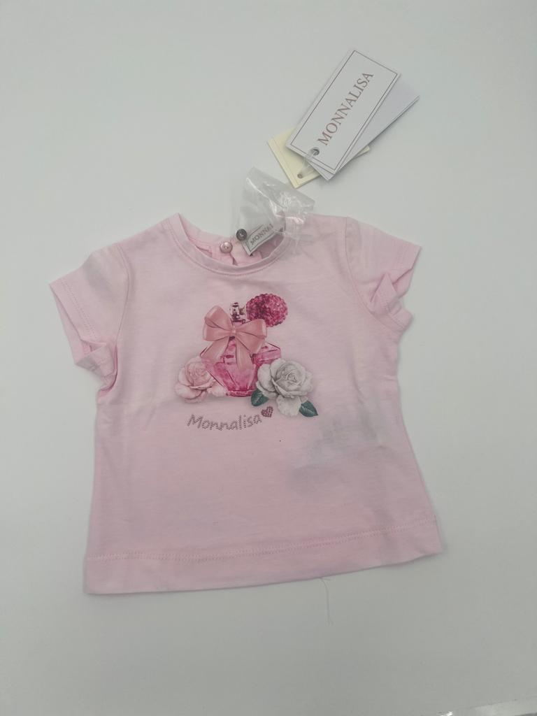 Monnalisa T-shirt neonata manica corta con disegni centrali - immagine 2