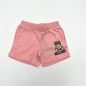 Moschino Pantaloncino neonata rosa in cotone con elastico