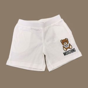 Moschino Pantaloncino neonata in cotone bianco con elastico