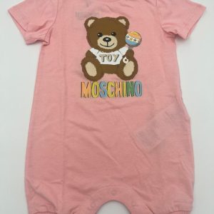 Moschino Pagliaccetto neonata di cotone con orsetto centrale