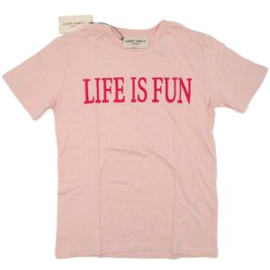 Alberta Ferretti T-shirt manica corta rosa con stampa centale fucsia
