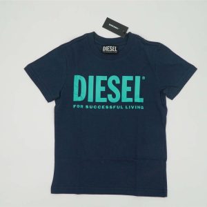 Diesel T-shirt manica corta blue con stampa centrale turchese
