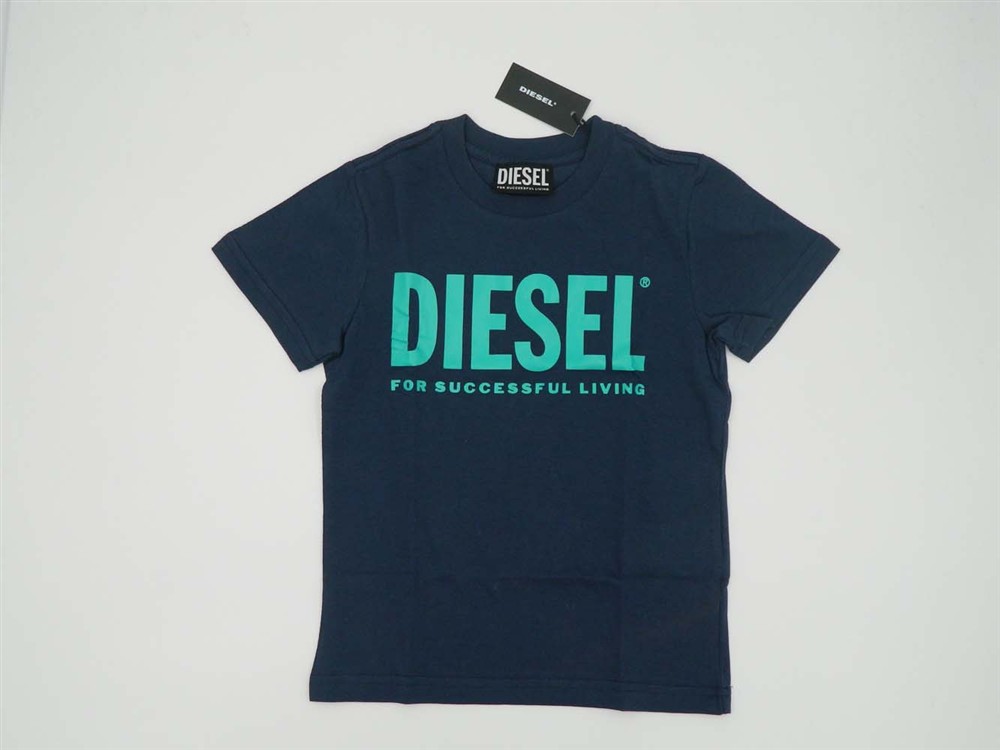 Diesel T-shirt manica corta blue con stampa centrale turchese - immagine 2