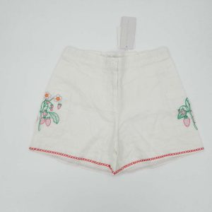 StellaMcCartney Pantaloncino in lino bianco con fragole