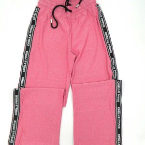 GAeLLE Pantalone laminato rosa con logo laterale
