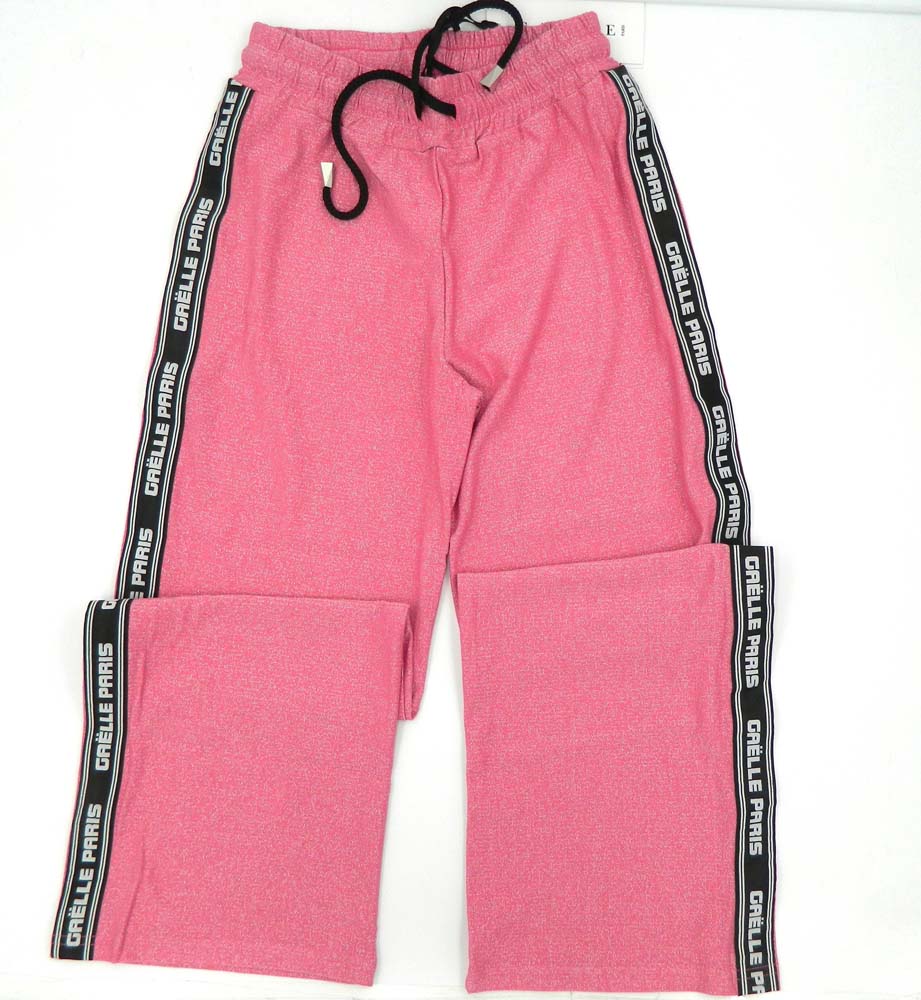 GAeLLE Pantalone laminato rosa con logo laterale