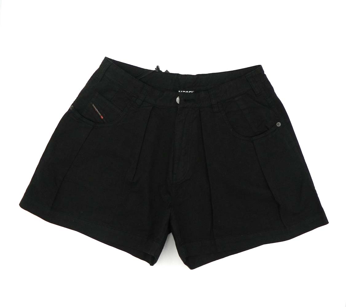 Diesel Pantalone in cotone nero gamba larga