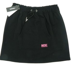 Diesel Gonna nera con micro logo fucsia