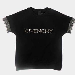 Givenchy T-shirt garzata sweat total black con logo borchiato
