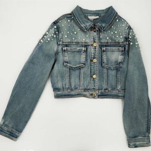 Monnalisa Giubbino Jeans con perle