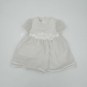 Le-bebè Abito neonata bianco con tulle e sotto gonna