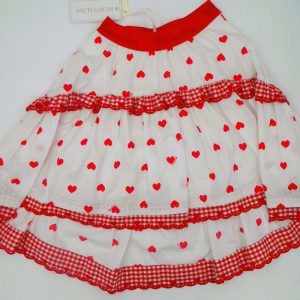 Monnalisa Gonna con cuoricini e molla rossa