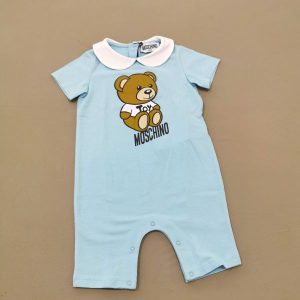 Moschino Pagliaccetto teddy celeste con colletto bianco