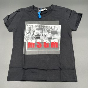 MSGM T-shirt nera multistampa centrale