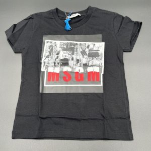MSGM T-shirt fondo nero con stampa centrale