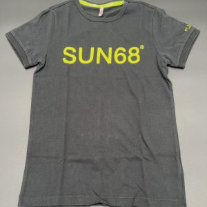 Sun68 T-shirt nera con stampa fluo