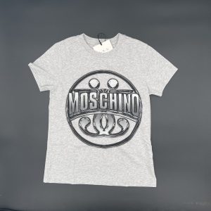 Moschino T-shirt manica corta grigia con logo nero