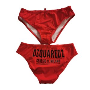 Dsquared2 Costume Slip rosso, logo nero dietro