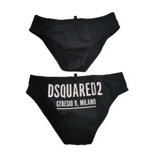 Dsquared2 Costume Slip nero, logo bianco dietro