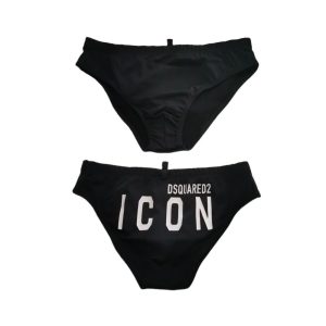 Dsquared2 Costume Slip nero, logo + ICON bianco dietro
