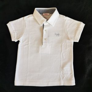 Il Gufo Polo Manica corta, interno collo a quadretti bianchi e blu e logo celeste