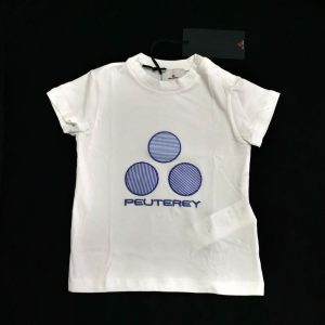 Peuterey T-Shirt neonato, mezza manica, girocollo, bianca con logo centrale ricamato