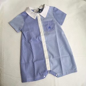 Peuterey Pagliaccetto neonato, a righe bianco e celeste, con colletto