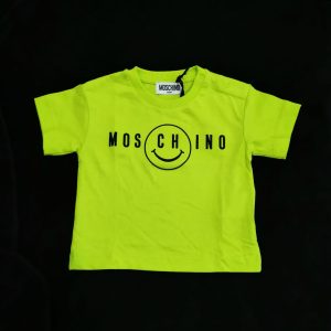 Moschino T-shirt mezza manica girocollo Smiley, verde fluo
