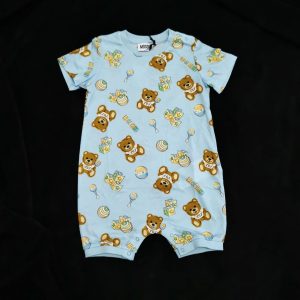 Moschino Pagliaccetto Neonato girocollo, celeste con stampe toy