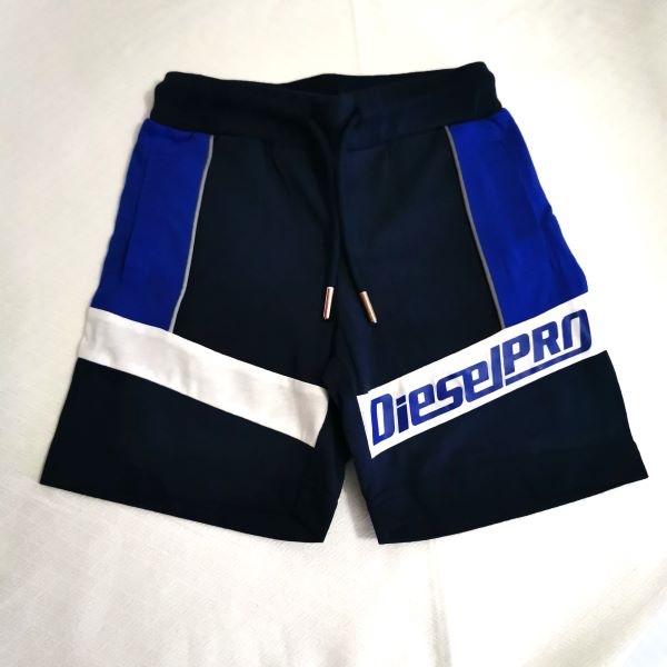 Diesel Bermuda blu con bande laterali blu elettrico - immagine 2