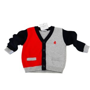 Le-bebè Cardigan in cotone, 4 bottoni, multicolor