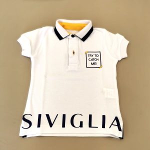 Siviglia Polo manica corta bianca, “try to catch me”