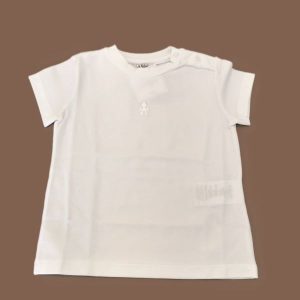 Le-bebè T-shirt mezza manica total white con logo ricamato