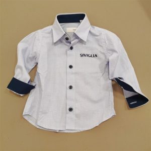 Siviglia Camicia Sky celeste con interno polsi e colletto blu, logo ricamato