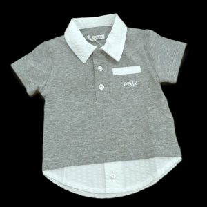 Le Bebè Polo neonato grigio/bianco