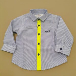 4US Paciotti Camicia a righe bianco/blu e fascia giallo fluo