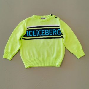 Iceberg Maglioncino girocollo in cotone verde fluo
