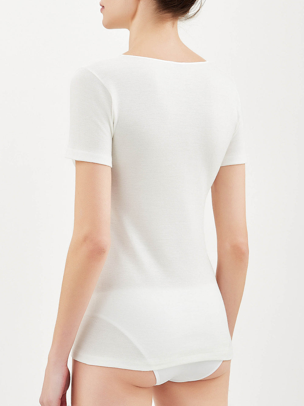 Maglia donna marca Ragno serie Sintonia modello mezza manica con pizzo in lana e cotone - immagine 4