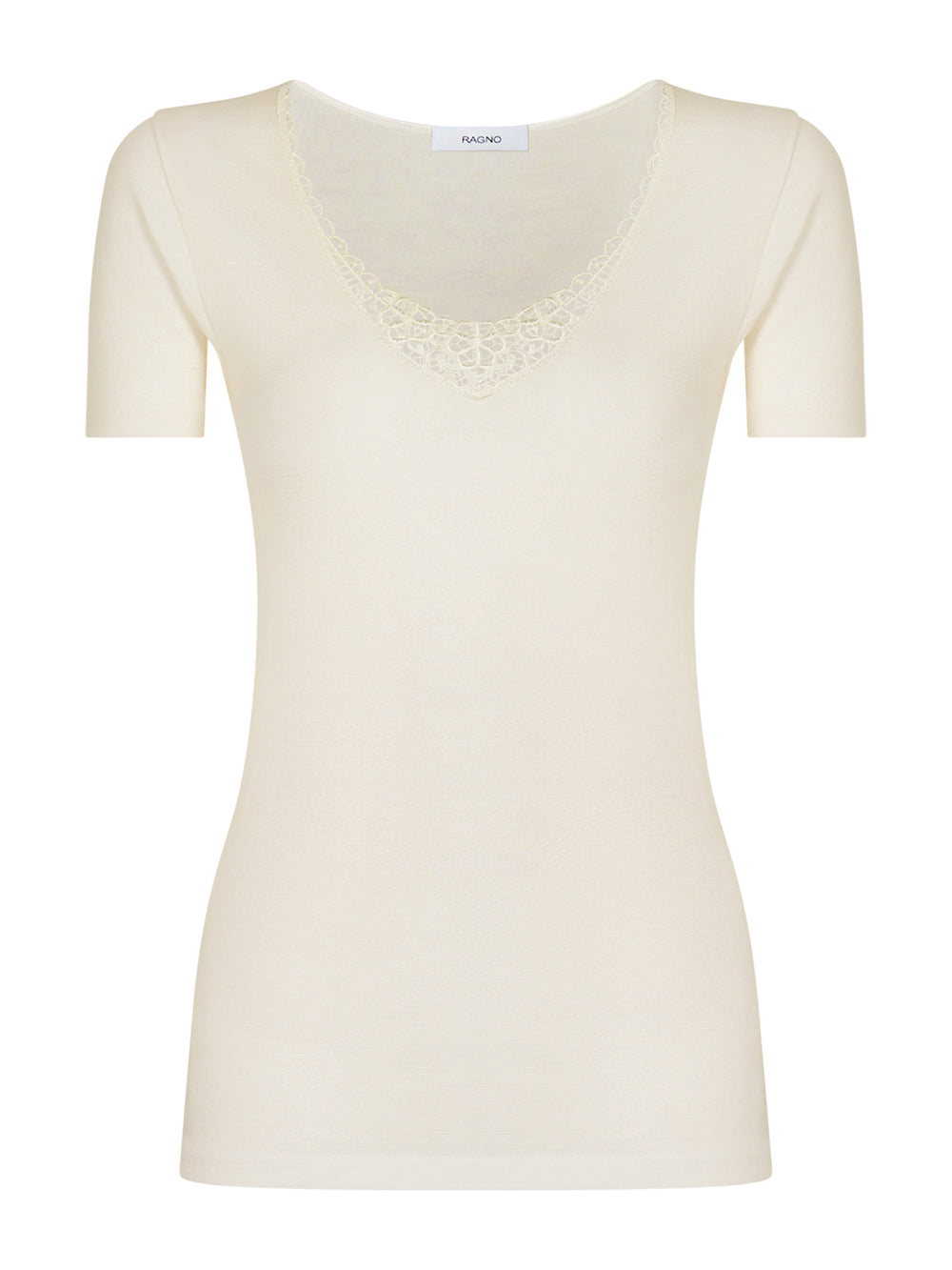Maglia donna marca Ragno serie Sintonia modello mezza manica con pizzo in lana e cotone - immagine 5