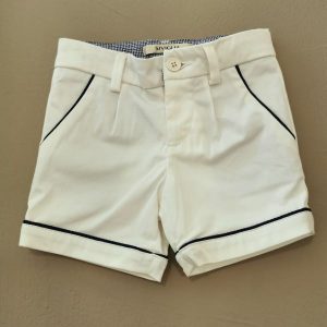 Siviglia Short bianco con tasche all’americana e dettagli blu
