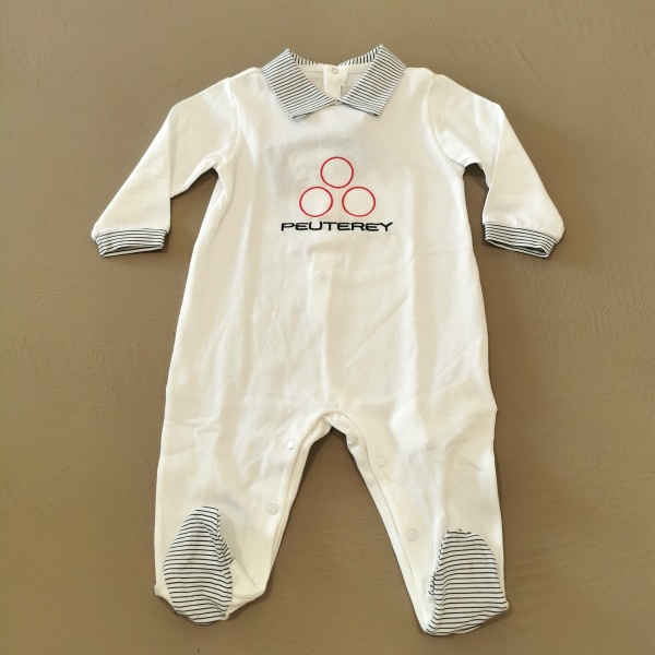 Peuterey Tutina neonato bianca, collo a punte, dettagli blu - immagine 2