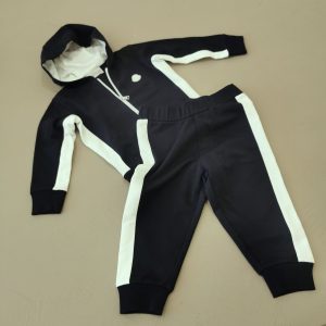 Moncler Tuta in cotone leggero blu e bianco