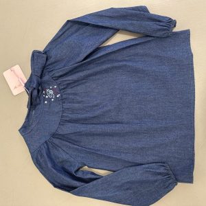 Miss Blumarine camicia blu con fiocco superiore laterale