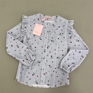 Miss Blumarine camicia viola in velluto con rouge