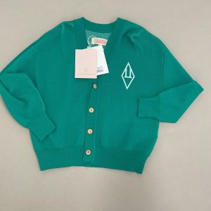 the animals observatory cardigan verde con logo centrale