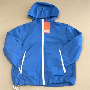 Diesel Giacca A Vento celeste con logo posteriore bianco