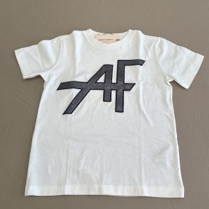 Alberta Ferretti T-shirt bianca con logo centrale nero brillantinato